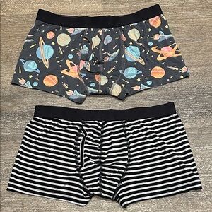 NWOT MeUndies Men's UltraModal™ Core Ball Caddy™ Trunks w/Fly Planet & Stripes M